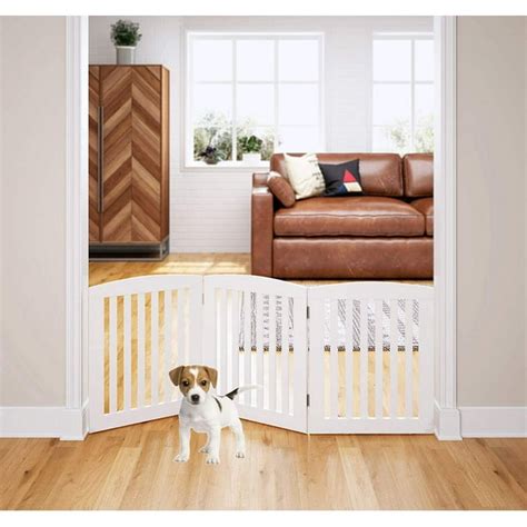 PAWLAND 24"H Wooden Freestanding 3 Panel Foldable Pet Gate for Dogs, White - Walmart.com ...