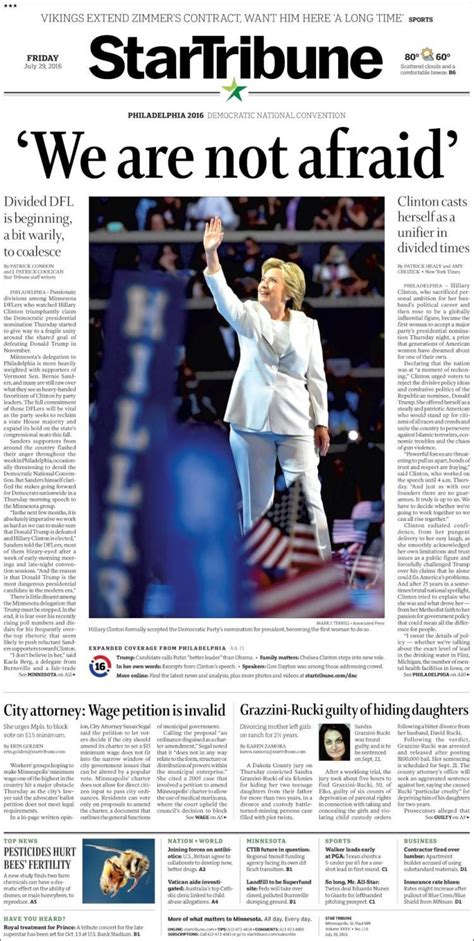 Star Tribune front page "We are not afraid" : r/hillaryclinton