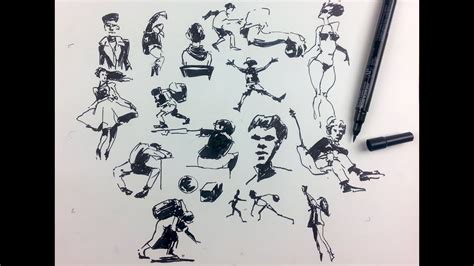 Gesture Drawing & People Sketching with a Brush Pen - YouTube