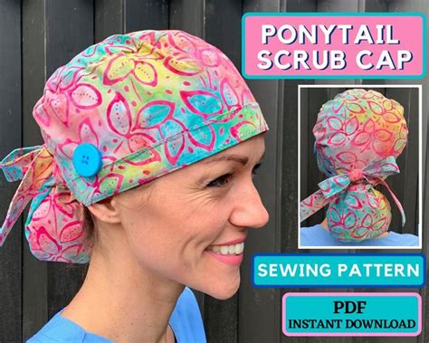 Ponytail Scrub Cap SEWING PATTERN PDF Ponytail Surgical Cap | Etsy in 2021 | Hat patterns to sew ...