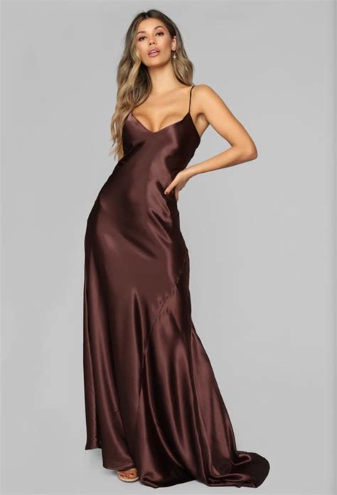 Mercari: Your Marketplace | Maxi dress, Brown satin dress, Brown silk dress