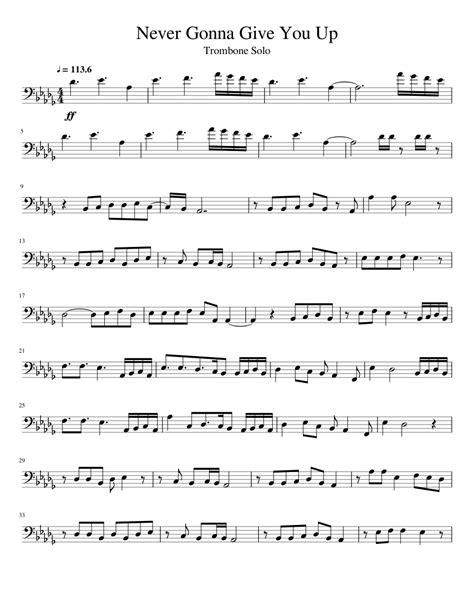 Never Gonna Give You Up - Trombone Solo Sheet music for Trombone (Solo ...