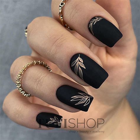 Manicure 2024 (black with golden patterns) - kupić Manicure and ...