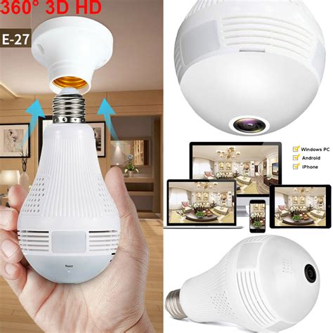 HD 360° Panoramic Hidden Wifi IP Camera Light Bulb Home Security Lamp E27 Spycam | eBay