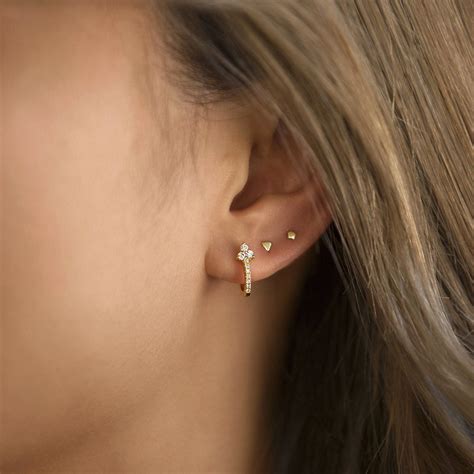 Small Gold Stud Earrings, Second Third hole, Cartilage Earrings – AMY O Jewelry