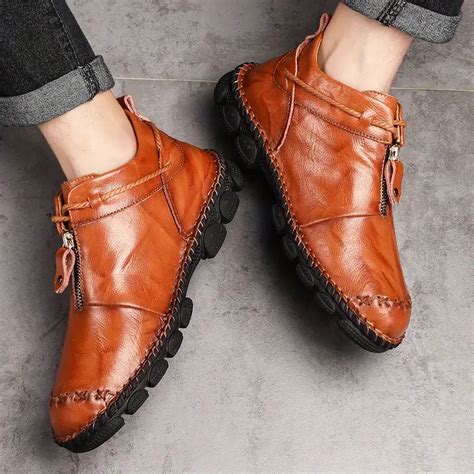 Plus Size Mens Ankle Boots With Zippers Casual Walking Shoes Sneakers ...