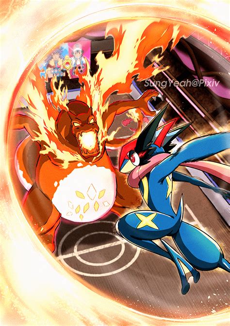 Ash-Greninja Vs. G-Max Charizard Art by (Sungyeah) : r/pokemonanime