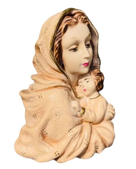 VTG CHALKWARE &MADONNA& Child Mary Baby Jesus Christ Religious Plaque Statue 9" $25.00 - PicClick