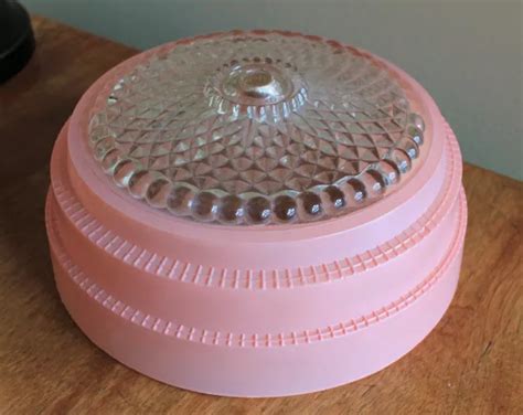 VINTAGE PINK FROSTED Glass Art Deco Ceiling Light Shade Clean Lines Tiered $39.00 - PicClick