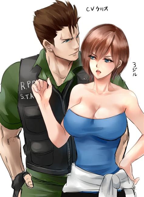 Chris Redfield and Jill Valentine, Resident Evil series artwork by Nagare. | Casal, Anime, Desenhos