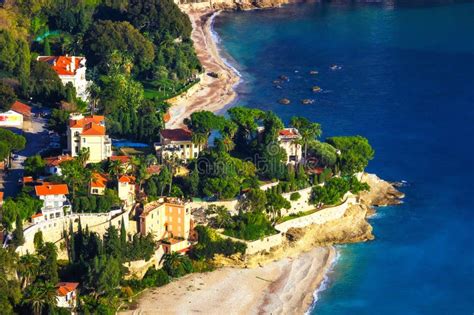 Roquebrune Cap Martin Mansions and Beaches Stock Photo - Image of beach ...