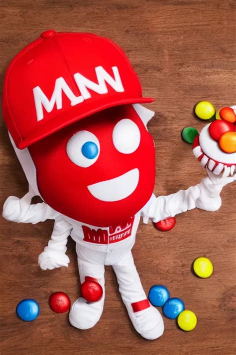 a single red m & m candy with white arms and legs, a | Stable Diffusion | OpenArt