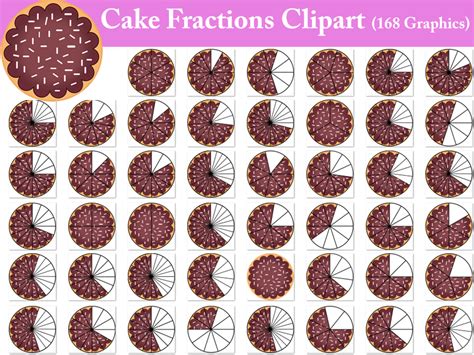 Cake Fractions Clipart- 168 Graphics! | Teaching Resources