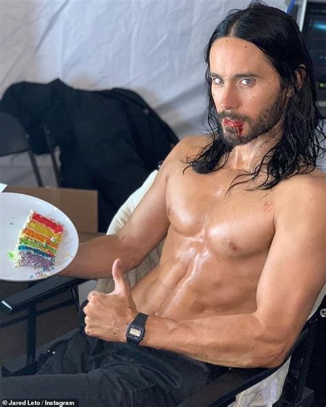 Jared Leto shows off his ripped torso in a shirtless Instagram photo from the set of Morbius ...