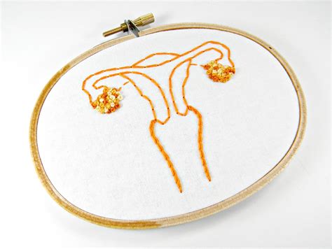 Uterus Anatomy Embroidery Hoop Art Wall Decor in Orange | Flickr