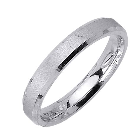 Pristine J - Women's 14K White Gold 4mm Brushed Center Beveled Edges ...