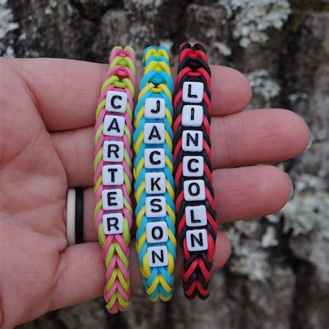 Personalized Rubber Band Bracelet - Rainbow Loom Name Bead Word Best Friend Letter Student ...