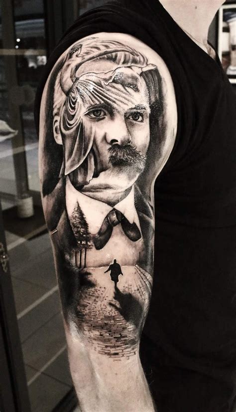 Realistic tattoo Nietzsche Black contrast tattoo Dijon | Tatuajes