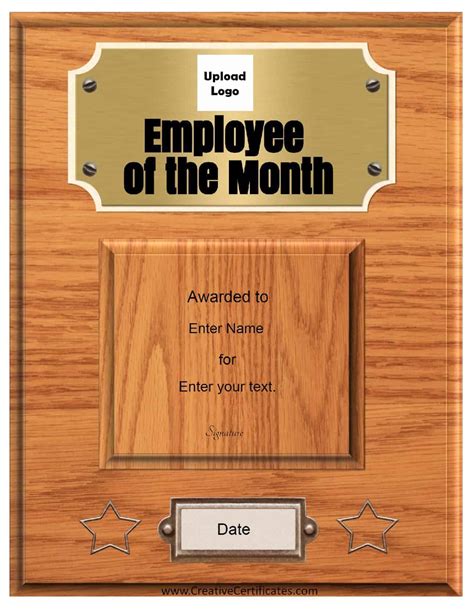 Printable Employee Of The Month Certificate