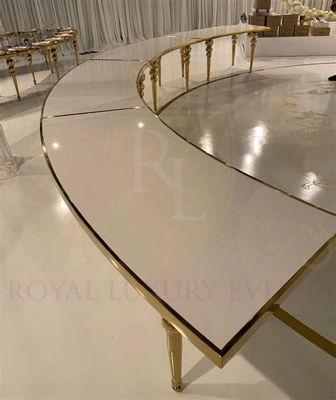 Curved Gold and White Table - Royal Luxury Events