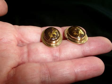 Vintage Destino Unusual Mid Century Cufflinks, Gold T… - Gem