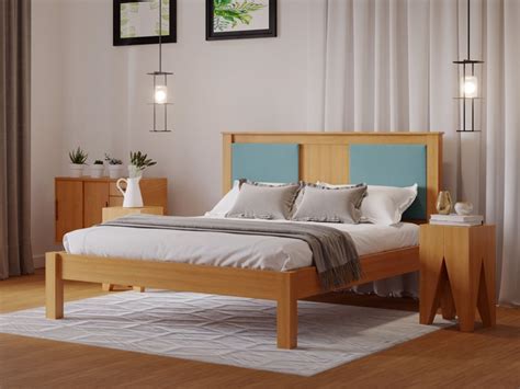 Land Of Beds Kara Oak Finish Wooden Bed Frame | Land of Beds