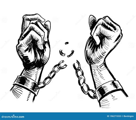 Hand and chains stock illustration. Illustration of drawing - 196271033