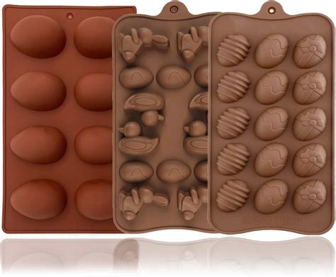 3 Pieces Easter Egg Chocolate Mold Easter Candy Cookie Mould Silicone ...