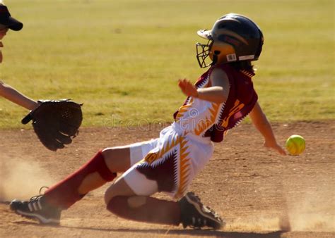 Softball Girl Sliding Into Base Clipart