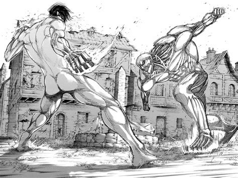Eren Titan vs Reiner Titan Manga | Attack on titan art, Anime art ...