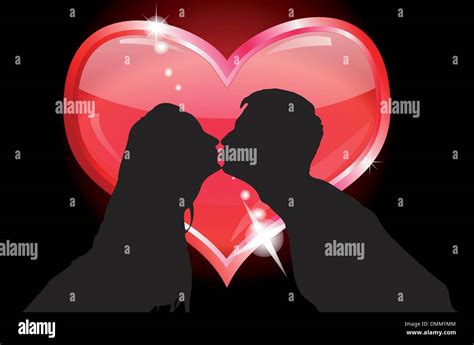 Silhouettes of lovers kissing Stock Vector Art & Illustration, Vector ...