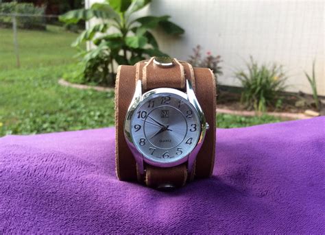 Women's Brown Leather Cuff Watch