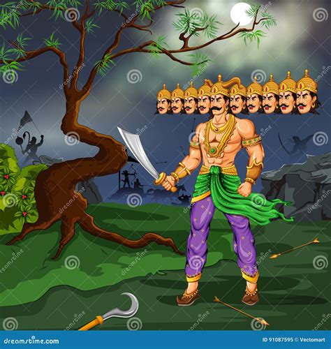 Ravana with Ten Heads for Dussehra Stock Vector - Illustration of king, dussehra: 91087595