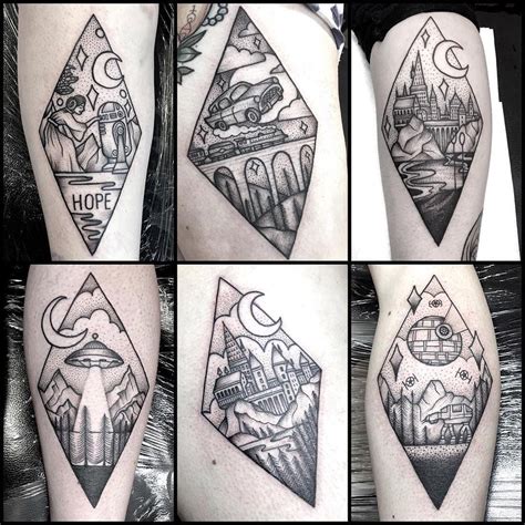 6diamond shape tattoos. More to come. Love doing this style. 🏻#cutetattoo #blackworkers# ...