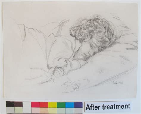 Conservation of a pencil drawing of a sleeping child - Icon - The Institute of Conservation