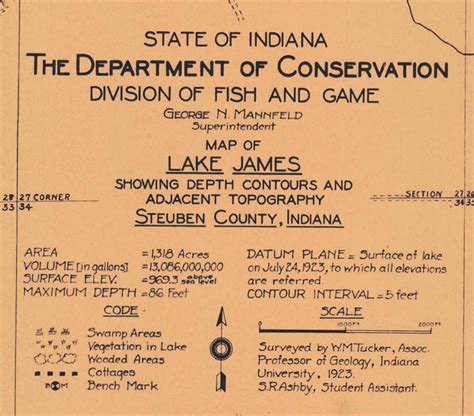 Lake James Indiana 1923 Old Map Reprint Kemery Island Crusoe - Etsy