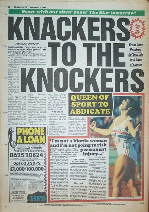 Sunday Sport newspaper 6th September 1987