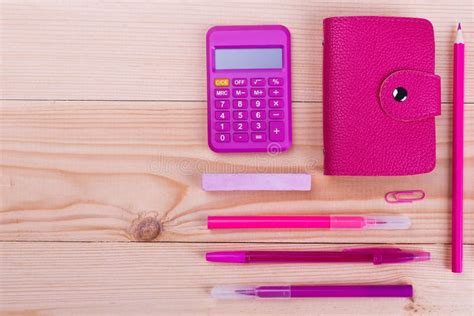 Stationery in pink color stock image. Image of elementary - 115205277