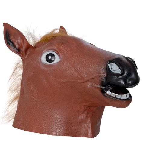 Skeleteen Horse Head Costume Mask - Realistic Brown Animal Head Horse ...