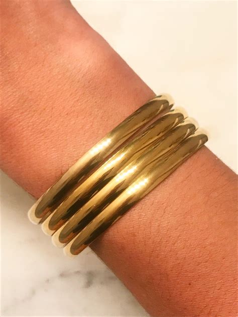 Bangle Stainless Steel Bangle Bangles Steel Bangle Gold Tone - Etsy