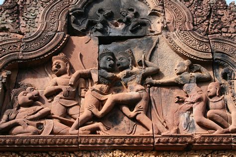 Detail of carving at Banteay Srei | Angkor wat temple, Ancient architecture, History