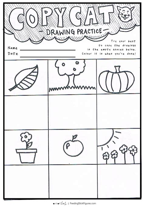 Directed Drawing Activities for Kids | Feeding Stick Figures | Art worksheets, Kindergarten art ...