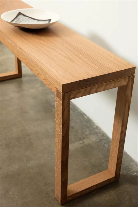 Narrow modern white oak wood console table parsons style by alabama sawyer – Artofit