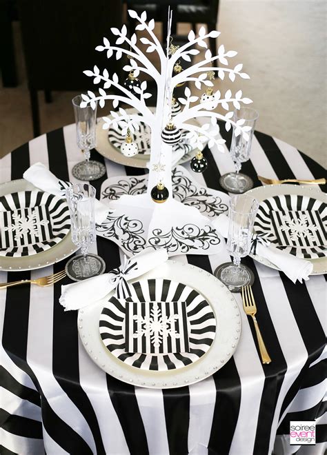 Design a Stylish & Affordable Black and White Christmas Tablescape! - Soiree Event Design