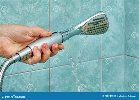 Cracked Shower Head is Leaking and Needs To Be Replaced. Stock Image - Image of damage, cracked ...