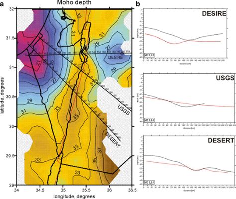 4 ( a ) Map of Moho depths derived from tomographic inversion using... | Download Scientific Diagram