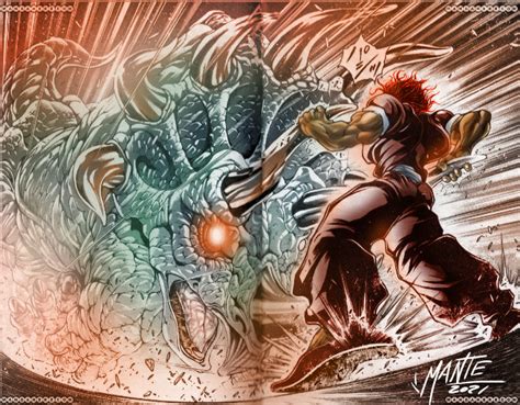 Yujiro vs Baki Imagination power! (Colored by me) in my opinion one of the best scenes of the ...