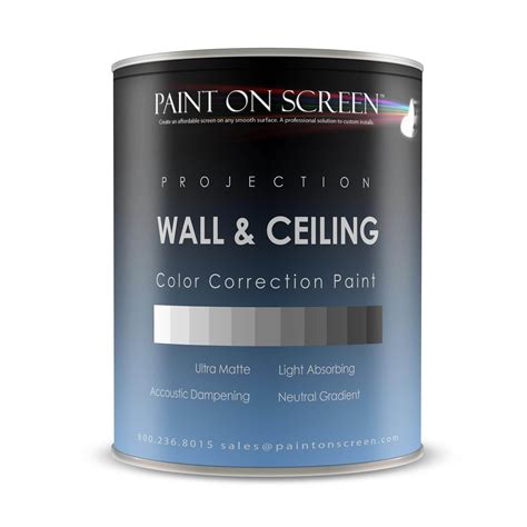 Projector Screen Paint - Wall/Ceiling Ambient Light Rejecting Acoustic Dampening -Studio Grey ...