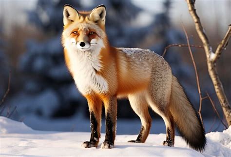 Premium Photo | Red fox standing on snow