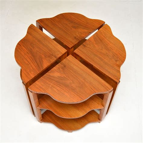 Art Deco Walnut Nesting Coffee Table by Epstein For Sale at 1stDibs